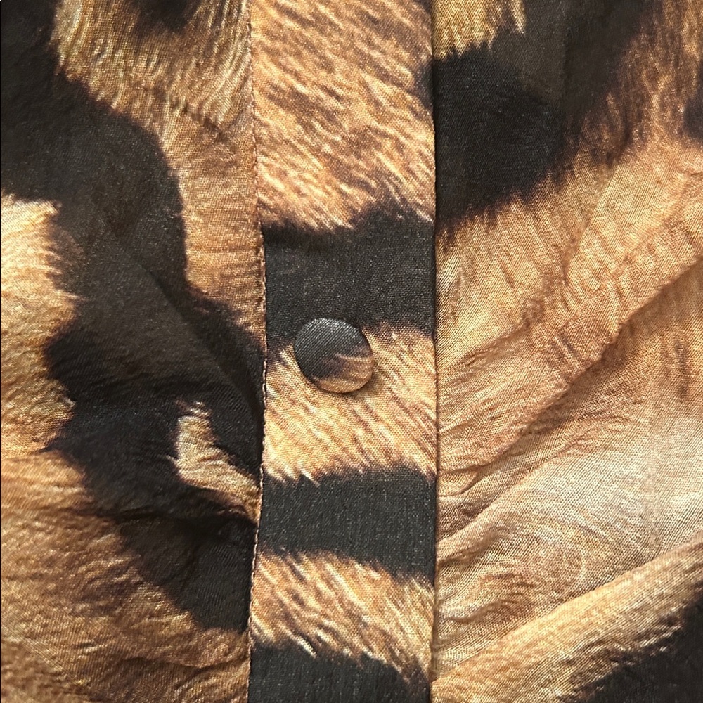 Dolce & Gabbana Sheer Silk Tiger-Print Bow Chiffon Blouse (Size Approx S) RARE - Picture 8 of 11